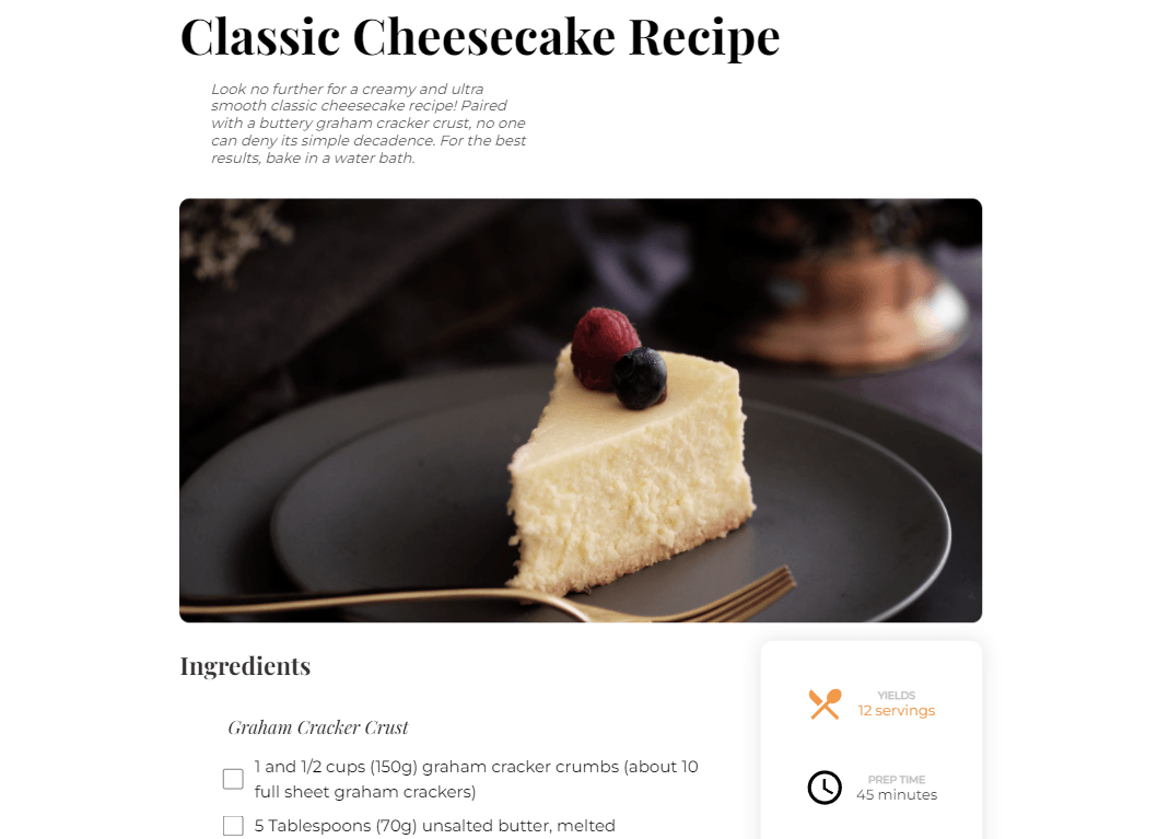 Recipe Page